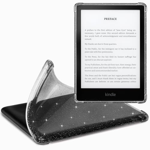 CoBak Clear Hülle für Kindle Paperwhite Durchsichtige - 6,8 den Kindle Paperwhite 11. Generation 2021 und Signature Edition (Modell Nr. M2L3EK/ M2L4EK), Leichte Kratzfeste Weich (Schwarz Glitzer)