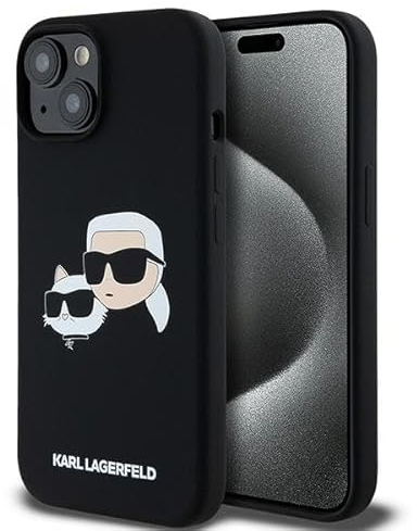 CG Mobile Karl Lagerfeld KLHMP15SSKCHPPLK Hülle für iPhone 15/14 / 13 6.1 Schwarz hardcase Silicone Karl & Choupette