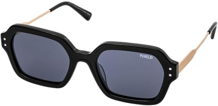 Purelei® Coastal Core Sonnenbrille, Modische Sonnenbrille in Schwarz/Gold, UV400 Schutz, Oval/Eckige Form, Acetat/Metall Gestell, Inklusive Etui, Geschenk für Frauen