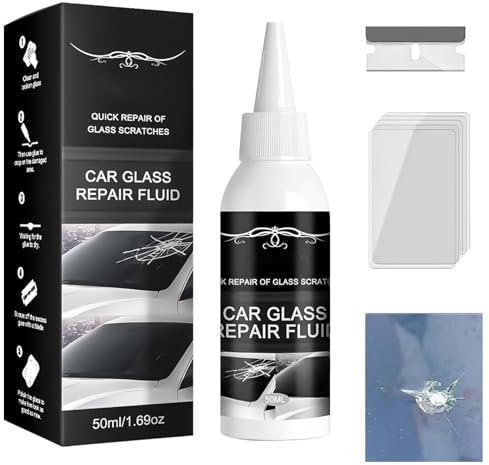 Neyeau Glass Repair Fluid, Car Glass Repair Fluid Car Windscreen Repair Kit, Window Glass Crack Repair Liquid Windscreen Repair Kit for Fixing Chips, Star-Shaped Cracks
