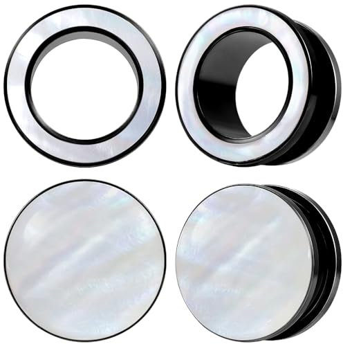 DOEARKO Ohr Flesh Tunnel 2 Paare Ohr Tunnel Plug Edelstahl Double Flared Ohr Plug Expander Piercing Schmuck für Frauen und Männer (Schwarz,6mm)