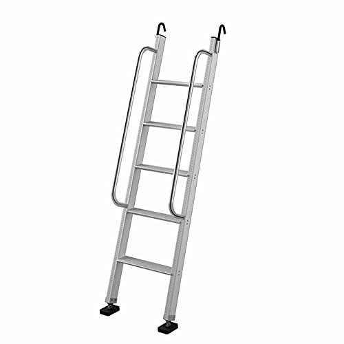 sjdoPulse Bunk Bed Ladder with Hooks for Dorm Room,66 Inch Bunk Ladder with Handle for Rv Bed&Loft Bed,Lightweight Aluminum Step Ladder For Pontoon Dock Boat,Load 300lbs,Silver