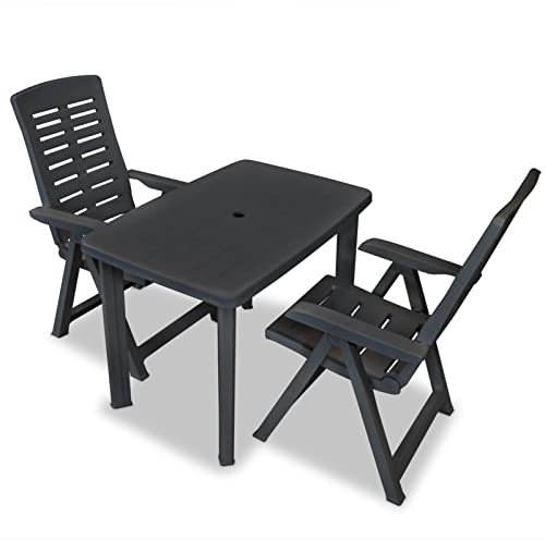 Xichuzi 3-TLG. Bistro-Set, Gartenset Tisch Und Stühle, Balkon Möbel Für Kleinen Balkon, Terrassenmöbel, Balkonset, Balkonmöbel, Kunststoff Anthrazit