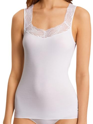 Hanro Cotton Delight Damen Top aus feinster Baumwolle – Weiches, nahtloses Unterhemd mit zarten Spitzen-Trägern – Hautfreundlich, atmungsaktiv & elegant – Perfekt als Oberteil und Unterwäsche