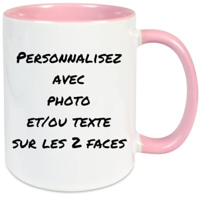 fapadjo Mug Personnalisable Photo Texte, Tasse A Cafe Personnalisée Prénom, Cadeau D'anniversaire, Souvenir, Naissance, Collègue (Vieux rose)