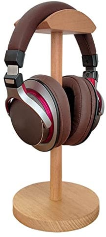 Wooden Headphone Stand | Headphone Stand | Nature Wood Desktop Earphop Functional Headset for All Headphones with Solid Wood Base Wood Material
