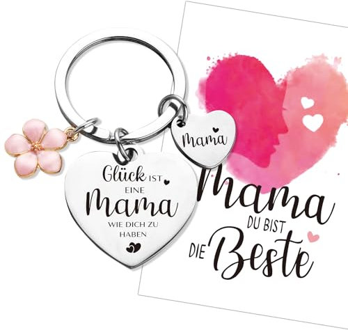 BOOMTOP Schlüsselanhänger Mama Geschenke Beste Mama der Welt Geschenk Mutter Schlüsselband Auto Keychain Handtasche Anhänger für Muttertag Geburtstag Weihnachten