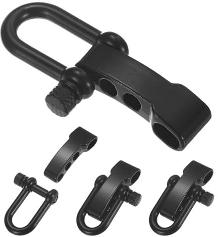 TIXIPEM Paracord Bracelet Shackle Buckle [4PCS] - Adjustable Metal U Bow Shackle Use for Survival Bracelets Belt & Outdoor Rope - [Black-Round Head] Screw Pin Anchor Buckles