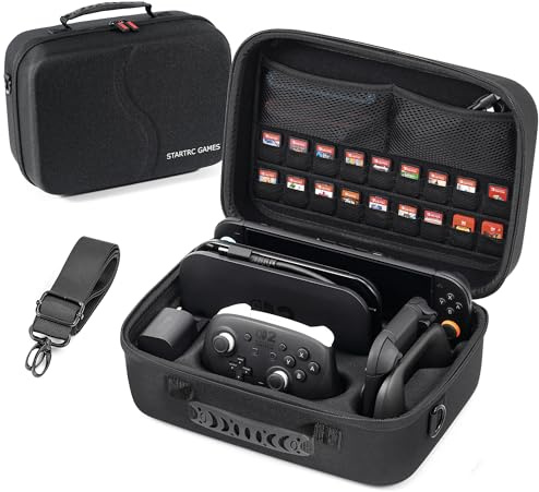 STARTRC GAMES Switch 2 Tasche für Nintendo Switch 2 (2025), All-in-one-Tasche mit Spielkarten Slots, Tragetasche für Nintendo Switch 2 Console Pro Controller und Zubehör (Schwarz)