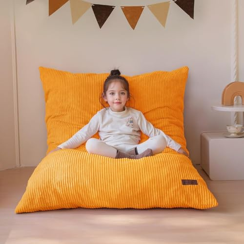 MAXYOYO Sitzsack aus Kord, großer Lounge-Bodenkissen für Kinder | Kinder-Sitzsack aus Kord abnehmbarem Bezug, großes flauschiges Bodenkissen mit Schaumstofffüllung für Wohn- und Schlafzimmer