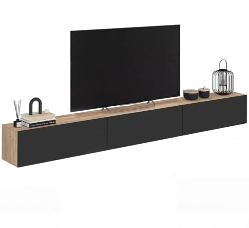 IDMarket - TV-Möbel 270 cm hängend Elio 3 Türen Holz und Schwarz
