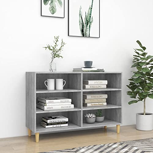 Owoxanthellate Sideboard Grau Sonoma 103,5x35x70 cm Holzwerkstoff mit Eukalyptus Beinen, Modernes skandinavisches Design, robuster Bücherschrank für Wohnzimmer, Flur & Schlafzimmer