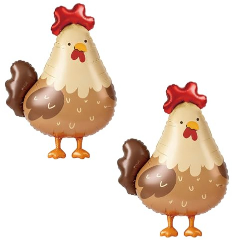 Mavouri 2 Stück Hühner Luftballon Tiere Ballons, Huhn Luftballons Tiere Kindergeburtstag, Hühner Folienballon Tier Geburtstag, Huhn Deko Ballon Tier für Bauernhof Geburtstag Deko, Osterdeko