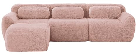 HIMAugbo Boneless Compressed Couch, Modulares Sofa aus Plüschstoff mit Kissen, ergonomische Unterstützung, Ohne Montage, frei Kombinierbar für Wohnzimmer Ruhezonen