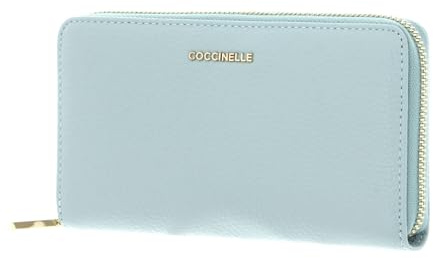 Coccinelle Leder Geldbörse Metallic Soft Wallet Grained Leather Aquamarine hellblau