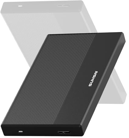 SUHSAI Externes Festplattengehäuse 2,5 Zoll USB 3.0 | Aluminium, Gaming-Design, Schwarz, Windows/Mac/Linux, PS4-kompatibel, 5 Gbit/s