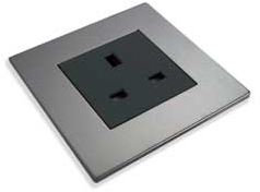 Cassa Single Unswitched Socket 13 Amp - Stainless Steel & Graphite
