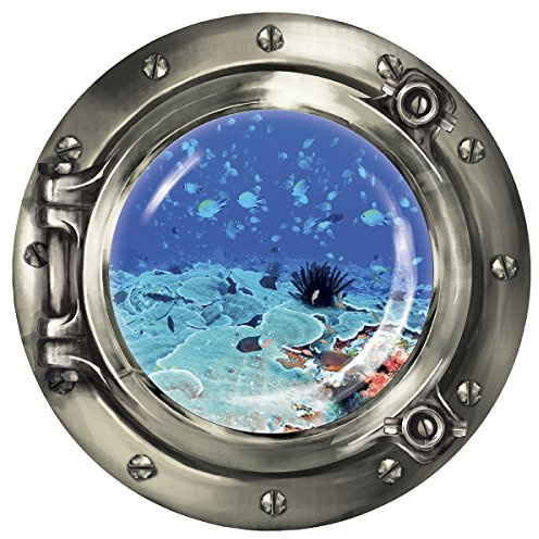 Wandkings Wandsticker Bullauge „Unterwasserwelt - Fische unter Wasser - 30 x 30 cm SILBER