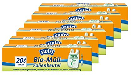 Swirl Bio-Müll-Folienbeutel 20 Liter, mit Tragegriff - 6St. - 6x