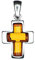 Artisana-Schmuck Bernstein Anhänger, moderner kleiner Anhänger Kreuz mit Bernstein, gefasst in 925/000 Sterling Silber rhodiniert