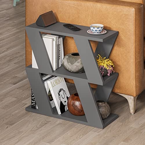 Hocuspicus Narrow Side Table with 2 Storage Shelf | 2 Tier Side Table | Slim End Table | Modern Design Sofa Table | Living Room, Office | Many Colour Options | 60x22x57cm (Anthracite)