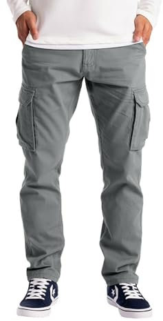 westAce Mens Cargo Trousers Work Wear Combat Safety Cargo 6 Pocket Full Pants Size 32-44 (38W / 32L, Grey)