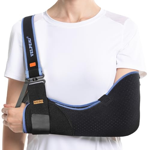 Velpeau Arm Sling Shoulder Immobilizer for Women and Men, fit Left or Right Arm - Rotator Cuff Support Brace - Medical Sling for Shoulder, Clavicle, Elbow Injury (Comfort type, X-Large: Bust 41″-47″)