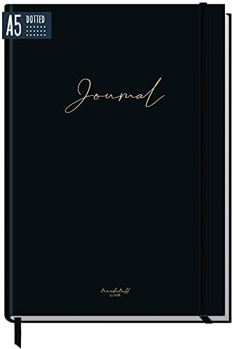 paper&you® Bullet Journal dotted A5 mit Gummiband Black Edition 156 Seiten, Notizbuch gepunktet, Tagebuch - nachhaltig & klimafreundlich