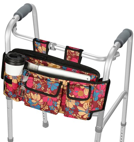 supregear Walker Bag, Borsa da Viaggio Pieghevole per Organizer con Cesto Pieghevole di Alta qualità per Qualsiasi Walker Style Rollator e Sedia a Rotelle (Floreale)