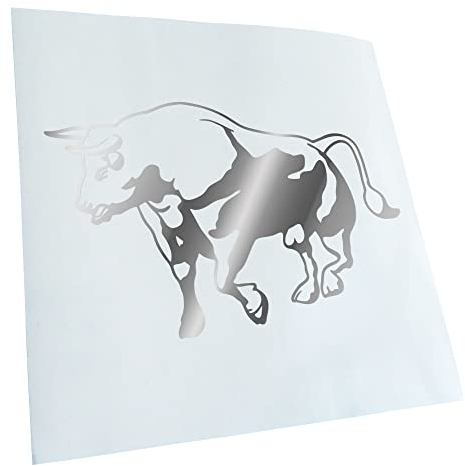Kiwistar - Autoaufkleber - Stier Motiv 3 - Bulle - Hausrind - Chrom - 40x25cm - Heckscheibe Auto Aufkleber wetterfest für Kfz LKW Mofa Truck - Sticker außen selbstklebend Tuning Zubehör für Fenster