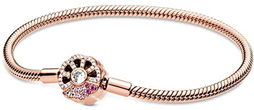 Kaytong Rose Gold & Silber Funkelnde Krone O Schlangenkette 925 Sterling Silber Armband Armreif Bead Charm Diy Einfacher Schmuck-Roségold,17cm