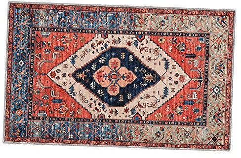 HoveeLuty Vintage Bohemian Area Rug Vintage Floor Mat Persian Floor Door Mat Persian Retro Fiber Doormat Non Slip Absorbent Entrance Floor Rug