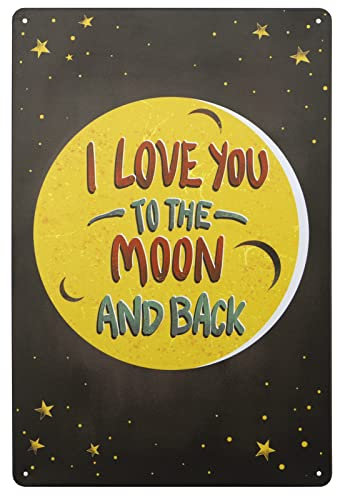 I Love You to the Moon and Back Quote Sign Vintage Metal Tin Sign Decorative Tin Sign Wall Decor for Home Bedroom Living Room Cafe Bar