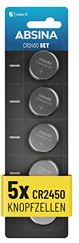 ABSINA 5x CR2450 3V Lithium Battery - Batterie CR2450 a prova di perdite e longevoli - Batteria CR2450 3V, batteria 2450, CR 2450 batteria 3V, pila 2450, CR2450 batterie, pila CR2450