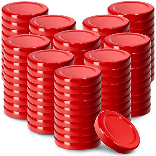 KADAX 100er Set Schraubdeckel TO53 für Gläser 53mm Rot – Twist-Off Ersatzdeckel für 115ml Gläser & Saftflaschen, Luftdicht & Spülmaschinenfest