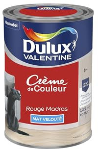 Dulux Valentine Crème de Couleur - Peinture multi-supports intérieure - Mat Rouge Madras 1,25 L