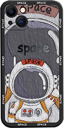 Yonds Queen for iPhone 12 mini Cute Case, Cool Cartoon Astronaut Space Moon Planet Design Stylish Bumper TPU Rubber Cover Protective Shockproof Fashion Case(Draw Black, iPhone 12 mini)