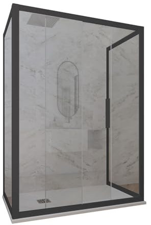 Box doccia 3 lati 70x100x70 CM H 200 Vetro Trasparente Profilo Antracite mod. Deco Trio
