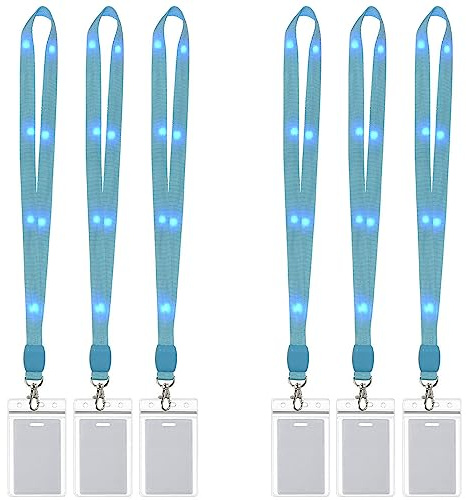 Lot de 6 colliers de Noël à DEL – Cordons lumineux pour homme et femme – Lanière de croisière pour carnaval – Pour cartes de voyage Disneyland – Lanière phosphorescente (bleu)