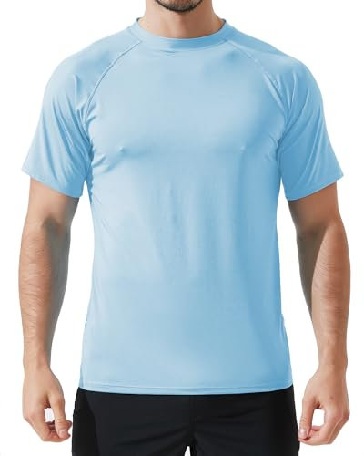 Arcweg Rashguard Homme Manches Courts M-3XL T-Shirt Anti-UV UPF 50+ Sechage Rapide Léger pour Surf Natation Plongée Plage