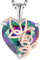 YL Collier Rosé Cœur Argent 925 taillé Pierre de guérison Arc-en-ciel Noir Rosé Pendentif pour Femme