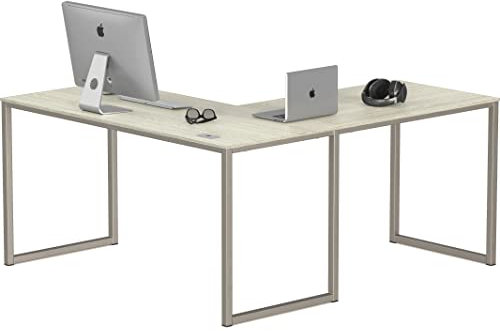 SHW L-förmiger Eckschreibtisch für Home Office, 139,7 x 152,4 cm, Ahorn
