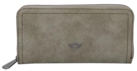 Fritzi10 Nicole Vintage Geldbörse Kunstleder Damen Portemonnaie Handtasche Festival City vegan Vintage-Waschung 9,5 x 19,5 x 2,5 cm, Schwarz – Rosa – Braun – Grün – Grau – Pink – Blau