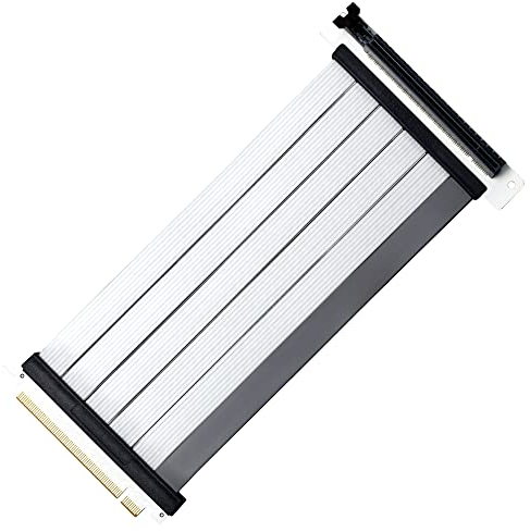 Cooler Master MasterAccessory Riser-Kabel PCIe 4.0 x16 200 mm V2 – EMI-abgeschirmtes, ultraflexibles TPE-Kabel, verstärkte PCI-Steckplätze, Gold-Pin-Anschlüsse, schützendes ABS-Gehäuse – Weiß