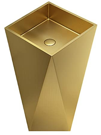 ANSNOW Lavelli da Bagno Lavandino a Colonna Dorato da Terra Irregolare Acciaio Lavabo in Metallo Hotel Bar Toilette Rubinetto Sensore a Parete/Oro 2/380 * 380 * 800Mm