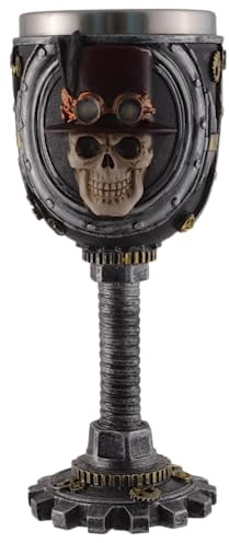 VOGLER Joh. Vogler GmbH Steampunk Schädel Kelch, aus Kunststein, detailgetreu von Hand bemalt
