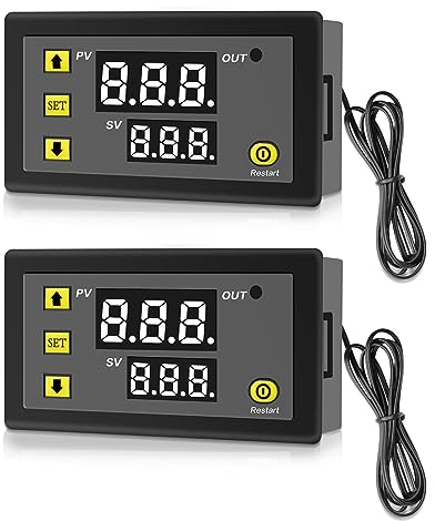 APKLVSR W3230 12V 20A LCD Termostato Digitale, Regolatore di Temperatura digitale W3230 AC 110V-220V,Termostato Termoregolatore di Controllo del Termostato con sonda sensori NTC 10K-2 PCS