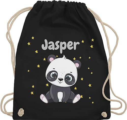 Turnbeutel Rucksack - Süßer Panda Pandabär Pandabären - Unisize - Schwarz - kinder pandabären name sportbeutel bär kindergarten beutel personalisierte sporttasche personalisierter baumwolle