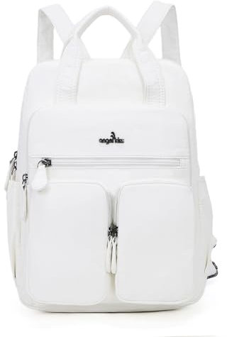 Angel Kiss Rucksack für Damen, weiches gewaschenes Leder, mehrere Taschen, lässiger Reiserucksack, Weiss/opulenter Garten, Modischer Damen-Rucksack, Handtaschen, weich