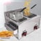 Friteuse à Gaz Professionnelle, Friteuse Professionnelle, Friteuse 10Lx2 avec Double Couvercle Thermostat de Sécurité Friteuse, pour Famille Restaurant Commercial Frites